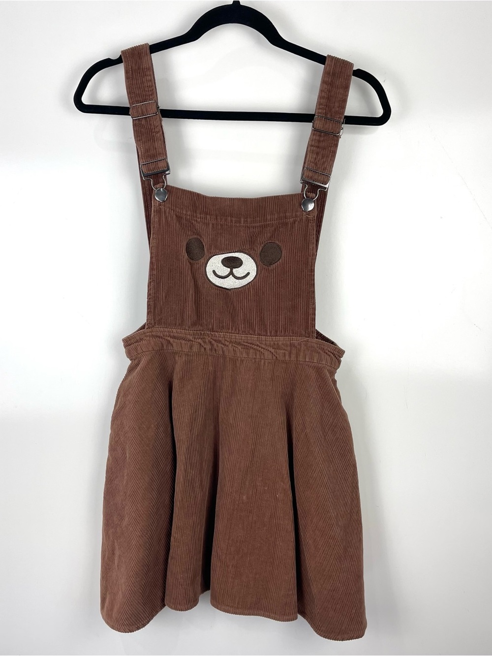 Hot Topic Teddy Bear Corduroy Overall Skirt Size Small Brown Grunge Emo Alt Girl - Picture 2 of 9